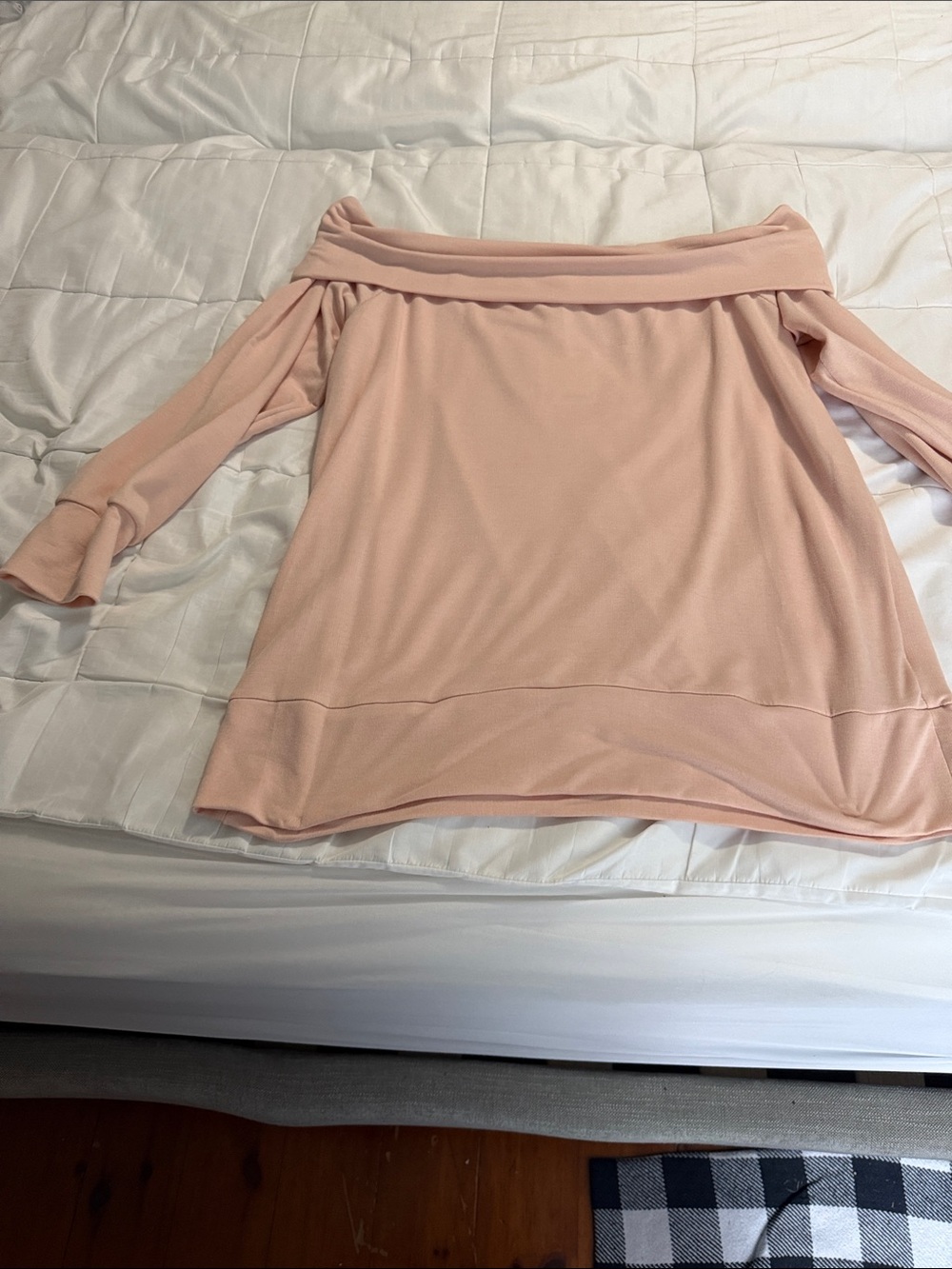 LC Lauren Conrad Blush Pink Off‑Shoulder Long Sleeve Top